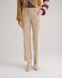Pantalone in Velluto Dritto Beige