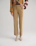 Pantalone in Velluto Dritto Nocciola