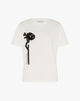 T-Shirt con Ricamo Floreale Panna