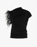 Top Elegante con Dettaglio Piuma